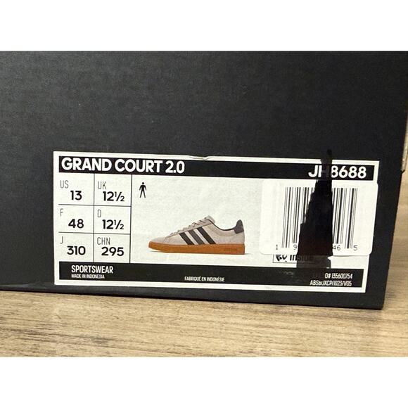 Adidas Grand Court 2.0 Men’s Court Sneaker White/Grey Size 13 - JH8688 - Picture 10 of 12